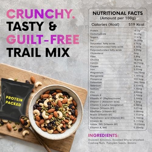 Ethno Protein Packed Bio-Activated Trail Mix (14-Pack) - Roasted Almonds, Cashews, Raisins, Pumpkin Seeds - Sprouted Nuts & Seeds + Mixed Dry Fruit Combo Pack - No Added Sugar, Oil-Free, Healthy Snack 2