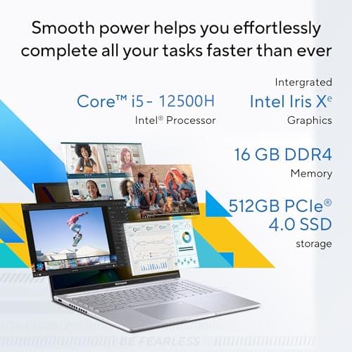 ASUS Vivobook 16, Intel Core i5-12500H, 16GB RAM, 512GB SSD, FHD+ 60Hz 300Nits, 16", Windows 11, MS Office Home, Transparent Silver, 1.88KG, X1605ZAC-MB541WS, Fingerprint, 42Whr Battery Laptop 2