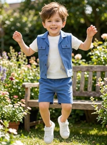 3BROS Kids Cotton Shirt Shorts Set for Boys Kids Clothing/Boys Clothing Set (Party/Festive) Wear (Royal Blue, 7-8 Years) 4