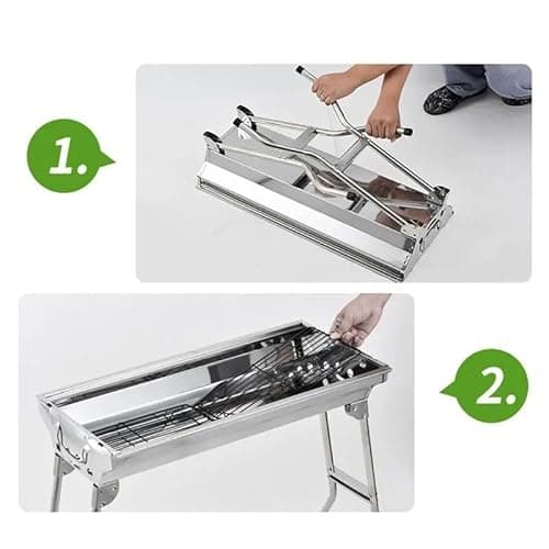 Olpad Charcoal Grill Folding Barbecue 47cm Stainless Steel Portable Lightweight BBQ Grill 6