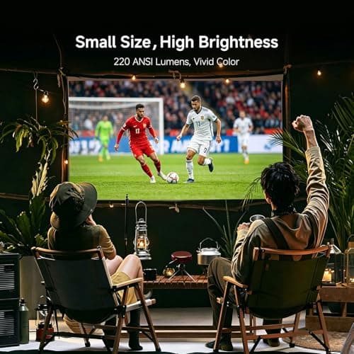 Mini Projector, Portable Pico Pocket Projector with Adjustable Stand, DLP Projector Cookie Projector, WiFi and Bluetooth, 1080P Support, Rechargeable Battery & Android System for Outdoors/Home Theater 2