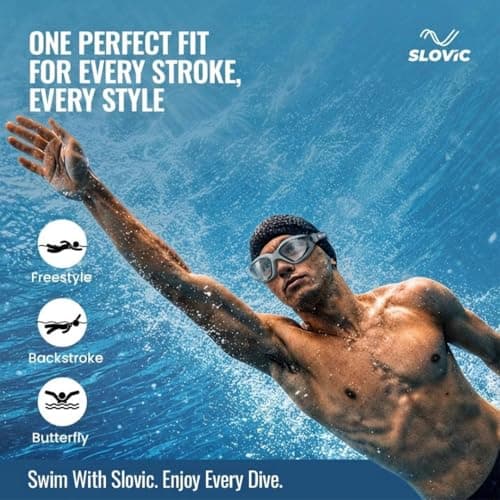SLOVIC Swimming Goggles for Men [Grey] | Swimming Goggles for Women | Anti-Fog & UV Protected Swimming Glasses for Men & Women | Unisex Swimming Accessories | Leaf-Proof Goggle with Adjustable Straps 5