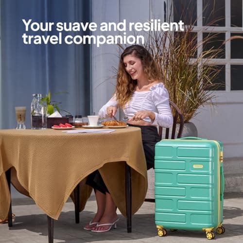 American Tourister Bricklane+ | Medium Size Check-in Trolley Bag (69 cm) | 360° 8 Wheel Travel Luggage | Hard Case Polycarbonate (PC) Suitcase |Mounted Combination Lock | Emerald Green 2
