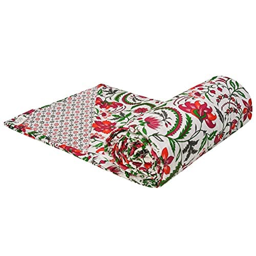 Trance Home Linen 100% Cotton | Kids Dohar | Double Bed | 150 GSM | Reversible Ac Comforter | Light Weight All Season Soft Blanket (84x90 Inches | Firdaus Red) 3