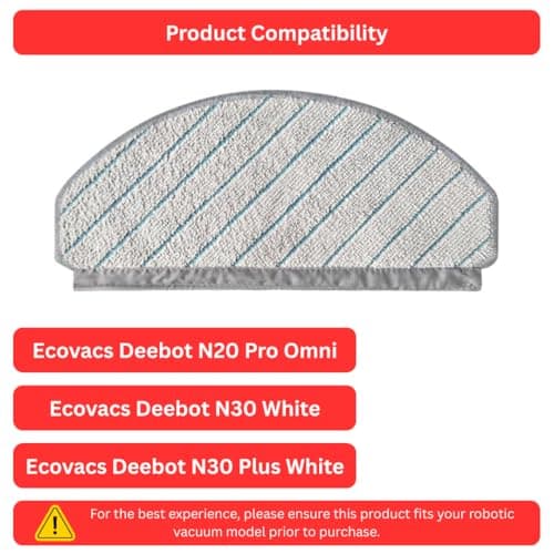 Reverbo Mop Cloths Compatible with Ecovacs Deebot N20 Pro, N30 White and N30 Plus – Replacement Parts for Robotic Vacuum Cleaner | Set of 2 Washable, Reusable Microfiber Mops for Deep Floor Cleaning 3