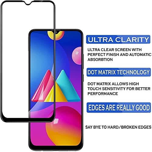 JGD PRODUCTS (Black Tempered Glass Screen Protector for Samsung Galaxy M12 / Samsung Galaxy A12 (2021) -Edge to Edge Full Screen Coverage 4