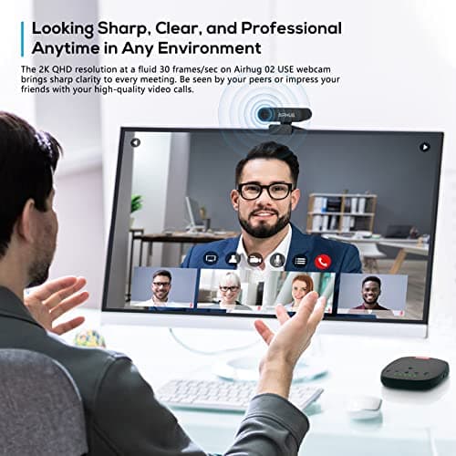 AIRHUG Webcam - Video Conferencing Streaming Recording - Plug & Play USB Web cam with Privacy Cover (2K Webcam No Mic) 3