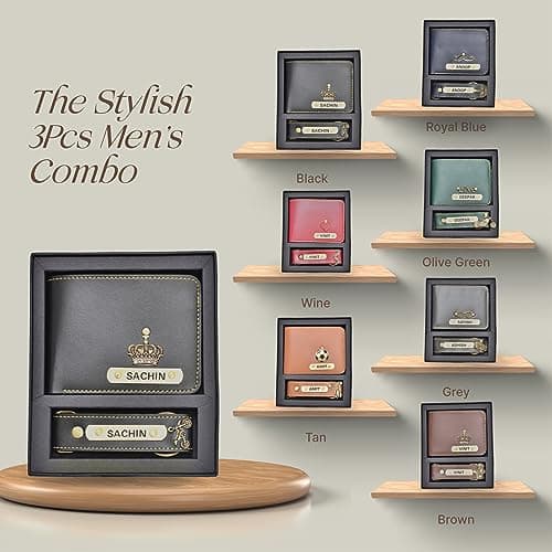 YOUR GIFT STUDIO Customised Nexon Leather Wallet Gift Set for Men - Personalised Set for Men | Stylish Wallet for Man - Perfect Birthday & Anniversary Gift for Husband - Blue 5