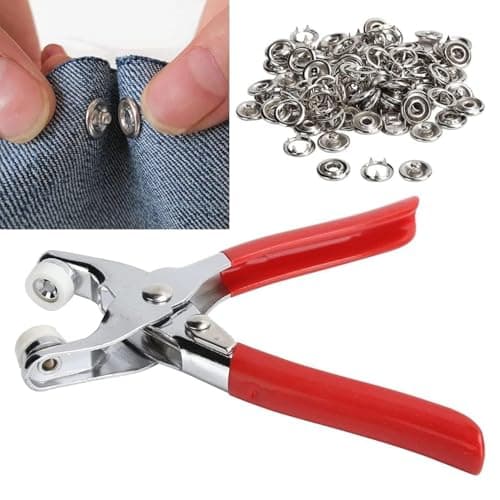 Gadgetglam Premium Snap Buttons Kit – 100 Sets 9.5mm Metal Fasteners in 10 Colors with Hand Pliers Tool, Five-Claw Copper Buckles for Sewing, DIY Crafts, Baby Clothes, Hats, Bibs & Rompers (Silver) 5