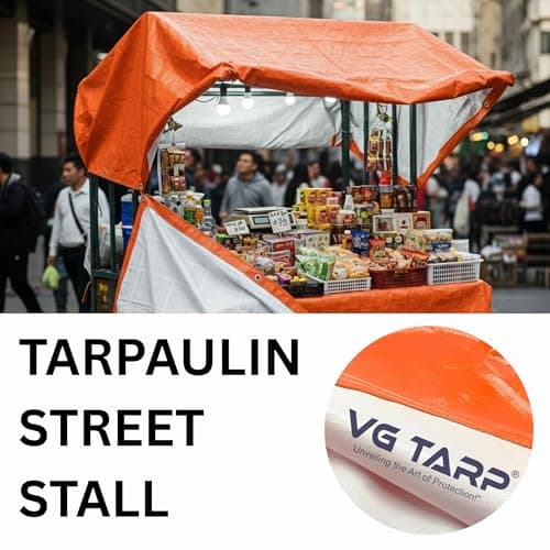 VG Tarp 250 GSM HDPE Tarpaulin 6 X 9 Feet I Heavy-Duty Waterproof Non-Filler Sheet for Car Parking Shed, Tin Shed, Bike Cover, Outdoor Rainproof Tent, Garden, (Orange/White) 6