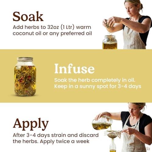 Homeda Premium Herbal Hair Oil Mix Herbs with 18 Ayurvedic Jadibuti Infused Oil - Natural Herbs for Hair Growth | Strong Roots | DIY Infusion | Hair Care (75 Grams) 4