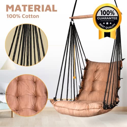 Curio Centre Cotton Swinging Hammock Hanging Swing Chair/Hammock Swing for Adults & Kids/Swing for Indoor Outdoor, Garden & Patio/Durable Portable Jhula/Swing for Home - Copper 4