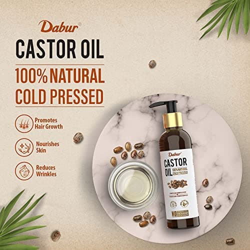 Dabur Cold Pressed 100% Pure Castor (Arandi) Oil - 200ml | Promotes Hair Growth, Hydrates Skin & Reduces Wrinkles | Rich in Vitamin E, Omega 6 & 9 | No Mineral Oil, No Hexane & No Added Silicones 2
