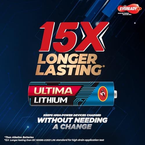 EVEREADY Ultima Lithium AA Batteries – Pack of 2, 15X Longest Lasting, Anti-Leak Technology, Lightweight for High Performance Devices 3