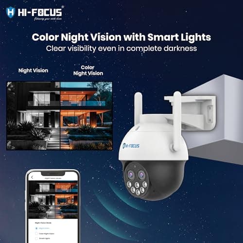 HIFOCUS 4MP Dual Lens Wi-Fi PTZ Outdoor Security Camera, 10X Zoom with Wide & Zoom Views, Color Night Vision, AI Human Detection & Auto Tracking, Two-Way Audio, Siren & Alexa Support 4