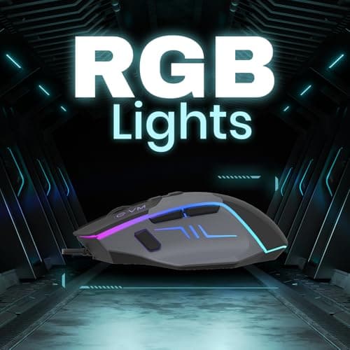 EVM M06087 Wired Gaming Optical Mouse |8 Buttons, 6400 DPI Adjustable | Rainbow RGB Backlit |1.5m Braided Cable, Ergonomic Rubber Grip, USB | 1 Year Warranty (EVM-M06087) 4