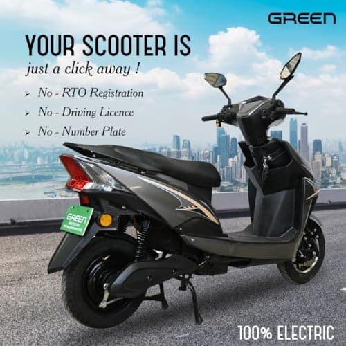 Green Invicta Low Speed Electric Scooter Non RTO 60KM Range with Portable Charger (Grey) 3