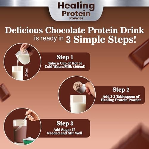 Healing Pharma - Healing Protein Powder with Multivitamins & Minerals | Protein Supplement for Energy Booster Strength, Stamina & Recovery | Chocolate Flavour - 200g 5