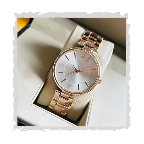 Daniel Radcliffe Women Analogue Wrist Watches for Women's & Girls&Miss&Ladies Diamond Studded Dial Rosegold Colored Stylish Bracelet Strap (Rose Gold)