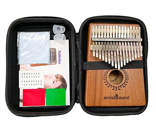 amiciSound Thumb Piano 17 Keys Musical Instrument Kalimba with Engraved Notes, Tuning Hammer and Protective Carry Bag