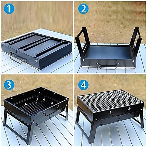 Barbecue Grills - Foldable Charcoal Barbeque Grill With ((1-BBQ)) | Outdoor bbq grill tools for Camping Picnics Traveling - Stellar BlacKS (BBQGRILL) 6