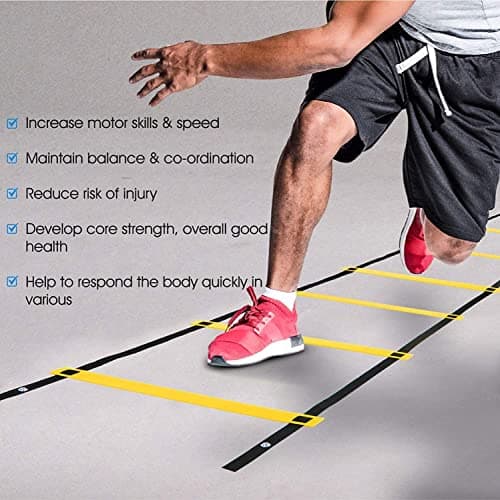 Serveuttam Agility Ladder 8 Meter Speed Training Ladder with 16 Adjustable Rungs, for Soccer, Football, Sports Training - Includes Heavy Duty Carry Bag Speed Ladder (Multicolor) (Yellow, 4m 10Runs) 3