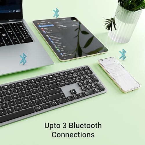 ZEBRONICS K5002MW Slim Wireless Keyboard with in-Built Battery, Copilot AI Key, Windows | Mac | iOS | Android, Scissor Switch, 3 Bluetooth + 2.4Ghz, 109 Keys, 13 Multimedia Keys, Type C Charging 3