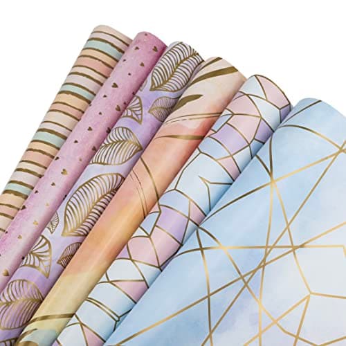 Birch & Co. Gift Wrapping Paper Sheet - Premium Design Paper for Packing, Mix, Pack of 6, Multicolor