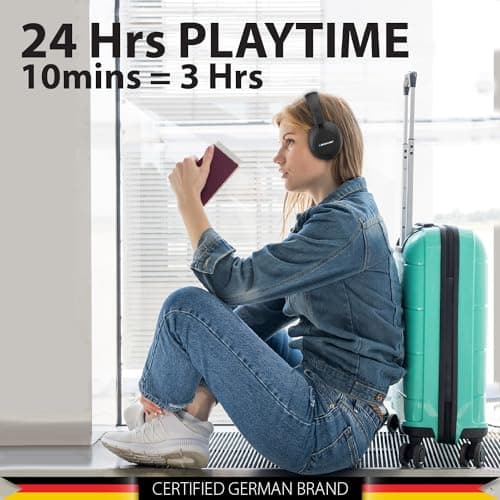 Blaupunkt Newly Launched BH41 Bluetooth Wireless Over Ear Headphones I Long Playtime I 40MM Drivers I Foldable I Flexible & Light Weight I Built in Mic I TurboVolt Fast Charging 4