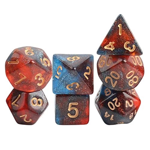 ATORSE® 2x7x Polyhedral Dice Party Game Dice Game for DND Table Game Star Dark Red 5