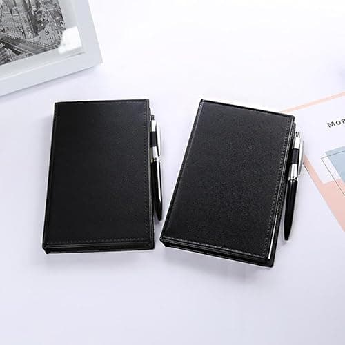AccuPrints Premium Leather Note Pad/Memo Book | Size 19 x 11 cm | with Sticky Notes & Clip Holder with Pen for Gifting Multi Size Sticky Notes Diary Style 6