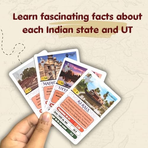 CocoMoco Kids States of India Trump Cards Game for Kids, Learning Game and Educational Toy, Birthday Return Gift for Kids Ages 6-7, 8-10, 11-12 Year Old Boys and Girls(Pack of 10) 2