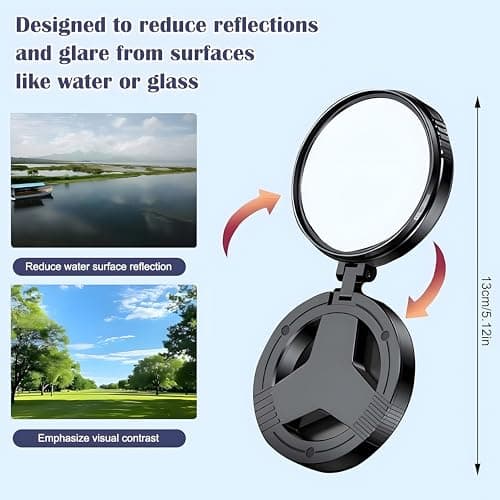 Magnetic CPL Filter for iPhone & Smartphones, 52mm Circular Polarizing Lens, Anti-Glare Camera Filter, Reduces Reflections, Enhances Colors, Rotatable Polarizer, Compatible with iPhone 12-17 & Android 4