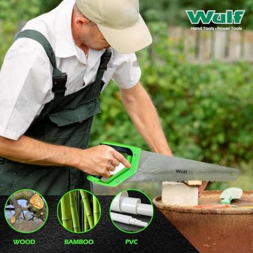 WULF 18-Inch Steel Handsaw | Heavy Duty Hand Saw for Wood, Plywood & Grass Pruning | Sharp Teeth Blade with Plastic Rubber Grip Handle | Carpenter & DIY Tool 2