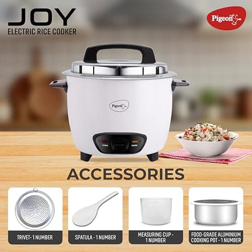 Pigeon by Stovekraft Joy 1.8 Liter Electric Rice Cooker 700 Watt, White 4
