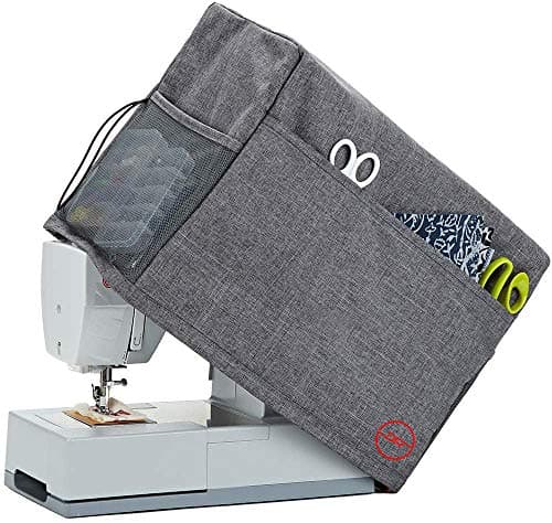 DOUBLE R BAGS Sewing Machine Cover with 2 Storage Pockets | Protective Silai Machine Dust Cover for Home & Tailoring – Durable Fabric, 38x17x30 cm, 1 Compartment, Grey (Pack of 1)