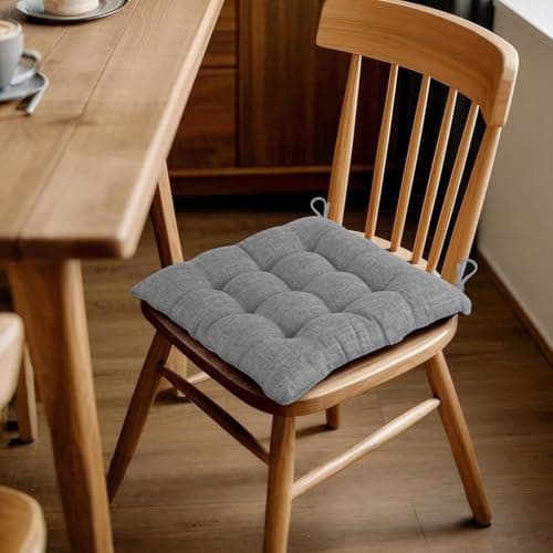 PrettyKrafts Soft Cotton Chair Cushion Pad 40×40×4 cm (Grey) | Comfortable Washable Seat Pad for Dining, Office & Study Chairs | Thick, Durable Sitting Cushion