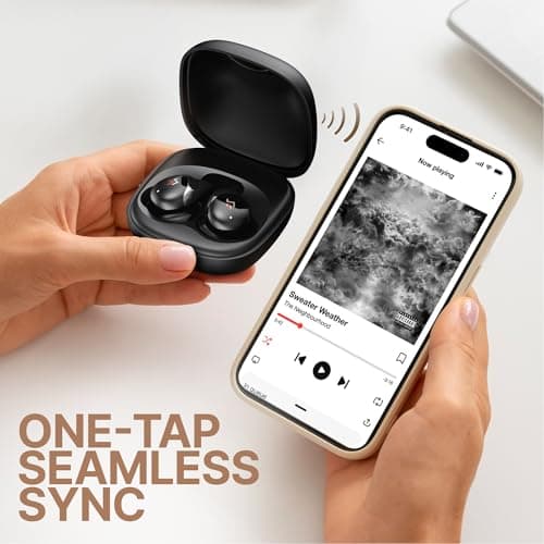CrossBeats Hertz ANC TWS Ear Buds, Wireless in‑Ear Earphones, Sleep Buds v5.4 Bluetooth 10 mm Drivers Up to 60H Playtime, with AI Noise Cancellation,40 ms Low Latency, & AI ENC Earbuds Buds (Black) 4