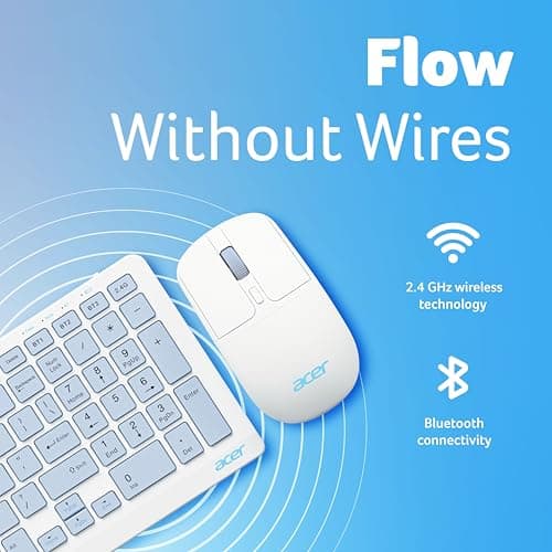Acer ZenKeys Duo Wireless Keyboard & Mouse Combo | 2.4 GHz + Bluetooth | Rechargeable 500 mAh Type-C | 99-Key Silent Keyboard | 1600 DPI Optical Mouse | 10m Range | Windows/macOS/Linux Compatible 4