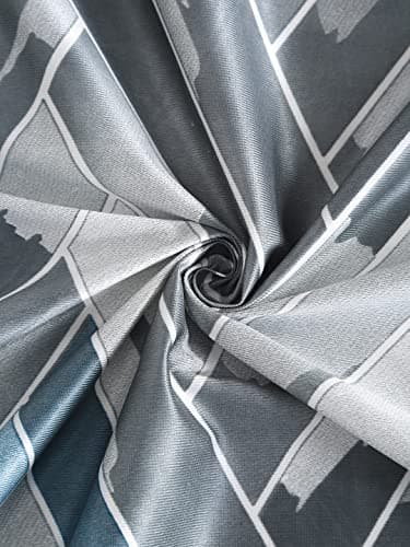 Home Sizzler 2 Pieces Geometrical Panel Eyelet Polyester Long Door Curtains - 8 Feet, Blue 4