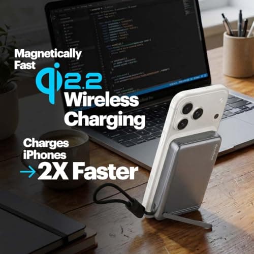 Stuffcool Nido 10000mAh Qi2.2 Certified Magsafe Powerbank, 25W Fast Wireless Charging, 45W PD Fast Charging, Built-in USB-C Cable & Stand, Digital Display, Compatible with iPhone, Samsung & Pixel 3