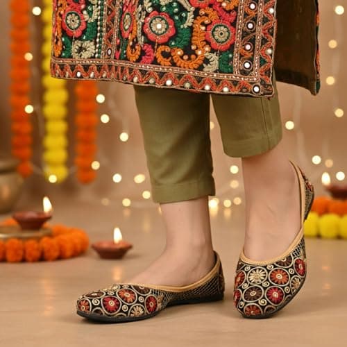 DFR Women Ethnic Rajasthani Embroidery Punjabi Mojari's Juti's Jutti’s, Color - MULTI1, UK Size - 8 2