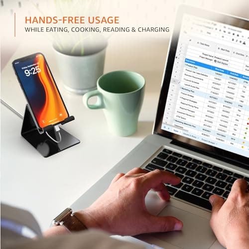 amazon basics Desktop Mobile Stand Phone Mount Tabletop Holder for Phones and Tablets - Black 5