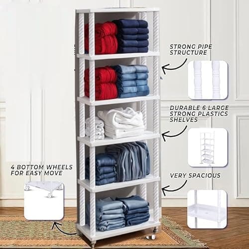 Jureto Book Self – Layer Portable Book Shelf, Kids Books Racks for Home Plastic, Bookshelf for Home, Book Shelves, Book Stand, Book Organizer, Book Rack for Study Room/Library/Bedroom (6 Shelf) 2
