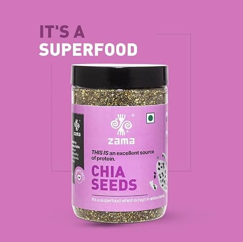 Zama Chia Seeds 300g PET Jar | Rich in Omega-3 and Fibre | Non-GMO | Diet Snacks | Wholesome and Natural | Cholesterol Free | Boosts Energy 5