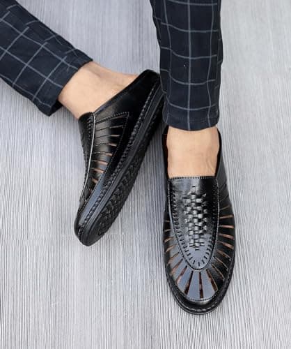 Zixer E7007 Ethnic Wear Wedding Party Half Shoes for Men Mojri Casual Formal Back Open Shoe Casuals for Men Black 4