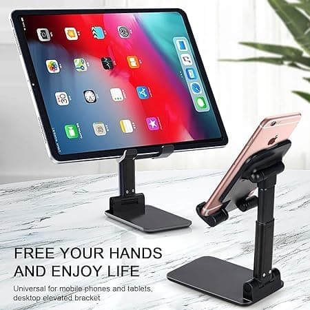 MAXXOX Mobile Holding Tabletop Stand, 0-135 Perfect View, Height Adjustment, Wide Compatibility, Multipurpose, Anti-Skid Design (Twistand, Black) 2