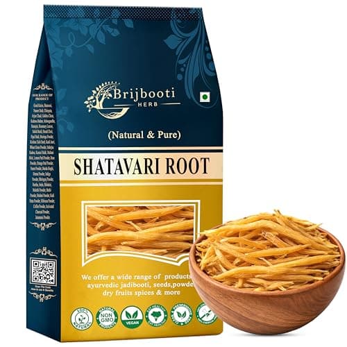 BrijBooti Shatavari Root 200 Gr Raw Indian Asparagus Racemosus Yellow Shatawar satawari Pure Yellow Root - Natural Satavar | FSSAI, GMP, ISO Certified