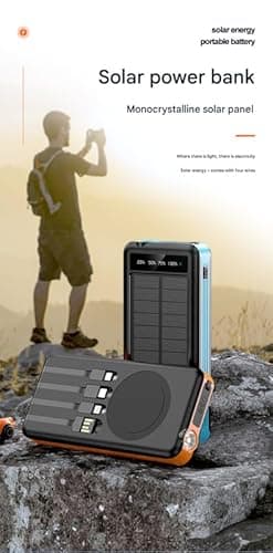 Mastyle® Solar Power Bank 10000mAh with Four Built-in Cables and Larg Capacity Battery Backup 2