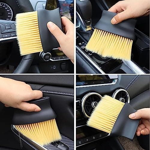 T TOPLINE Car Interior Cleaning Brush Set, Soft Microfiber Duster with Ergonomic Handle, Car Cleaning Brush with Handle Wet & Dry Car Washing Brush Ideal Car Accessories (Brush Combo) 4